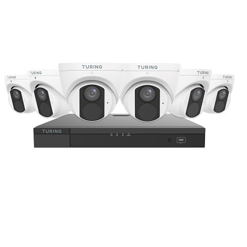 Turing Video TLK6T482 LITE IP Security Video Kit with 8-Channel NVR 2TB and 6x 4MP Turrent Camera with 2. 8mm Lens, White