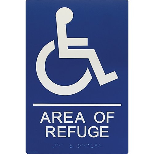 Viking ARS-TB100 Area of Refuge Sign, Tactile Braille and Raised Letter, Blue