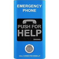 Viking E-1600-BL-IPEWP Compact VoIP Emergency Phone with Enhanced Weather Protection, 'PUSH FOR HELP' Text, Blue