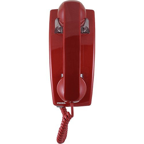 Viking K-1500PWI Wall Phone with Build-In Ringer, No Dial Pad, Special Wiring, Red