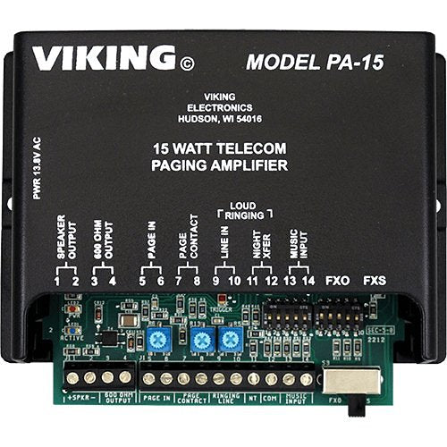 Viking PA-15 15W Paging Amplifier and Loud Ringer for FXO