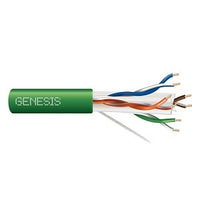 Genesis 51022105 23/4-Pair Cat 6 Plus Unshielded (U/UTP) Networking Cable, Plenum, CMP, FT6, 1000' (304.8 m) Reel-in-a-Box, Green