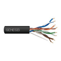 Genesis 50905008 24/4-Pair Cat 5e Unshielded (U/UTP) Water-Blocked Networking Cable, Direct Burial, 500' (152.4 m) Reel, Black