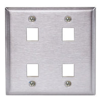 Hubbell SSF204 Wall Plate, SS, 2-Gang, 4-Port