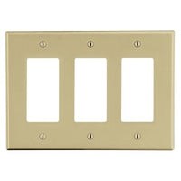 Hubbell P263I 3-Gang Triple Decorator Wall Plate, Ivory
