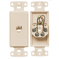 Hubbell NS770LA 1-Gang 6-Position 4-Conductor, Plates Frame with Jack, Screw Terminal, Light Almond