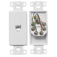 Hubbell NS771W 1-Gang Frame Plate with Jack, 6- Position 6-Conductor, Screw Terminal, White
