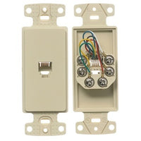 Hubbell NS771LA Plate Frame with Jack, 6-Position 6- Conductor, Screw Terminal, Light Almond