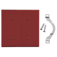 Hubbell P24R Wallplate, 2-Gang, 2 Strap Mount Blank, Red