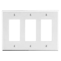 Hubbell P263W 3-Gang Decora Wall Plate, White