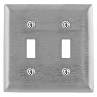 Hubbell SSJ2 Wallplate, Jumbo, 2-Gang, Toggle, Stainless Steel