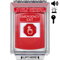STI G3A042EX-EN G3 Multipurpose Push Button, No Camera, Flush with Sound, Key-To-Reset, 'EMERGENCY EXIT' Label, Red