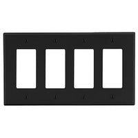 Hubbell P264BK 4-Gang Decora Wall Plate, Black