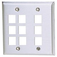 Hubbell SSF209 2-Gang Stainless Steel Wall Plate with 9 Ports