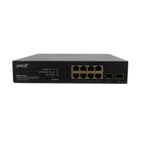 Pelco SM8TAT2SA-NA Gigabit Managed Switch, (8) POE+, Budget 130W