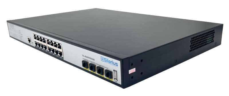 Silarius SIL-B16M3POE1G300 16 Ports 10/100/1000Mbps Gigabit Layer3 Managed PoE+ switch with 4 Ports 10G SFP+ Uplink,1USB, 1 Console, 6KV surge protection,300W,rack mount installation