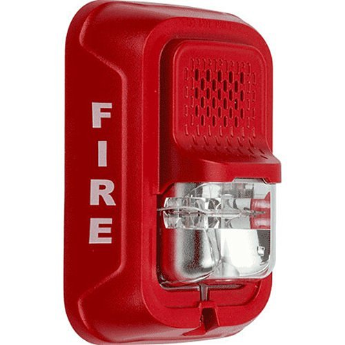 System Sensor P2RL L-Series Indoor Selectable Output Horn Strobe, 2-Wire, Wall Mount, "FIRE" Marking, Red