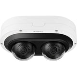 Hanwha PNM-C7083RVD Wisenet 2 x 2MP AI IR Outdoor Vandal Dome IP Camera, 2-Channels, 3-6mm Motorized Varifocal Lens, White
