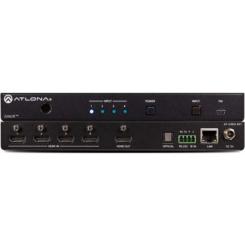 Atlona® AT-JUNO-451 4K HDR Four-Input HDMI Switcher with Auto-Switching