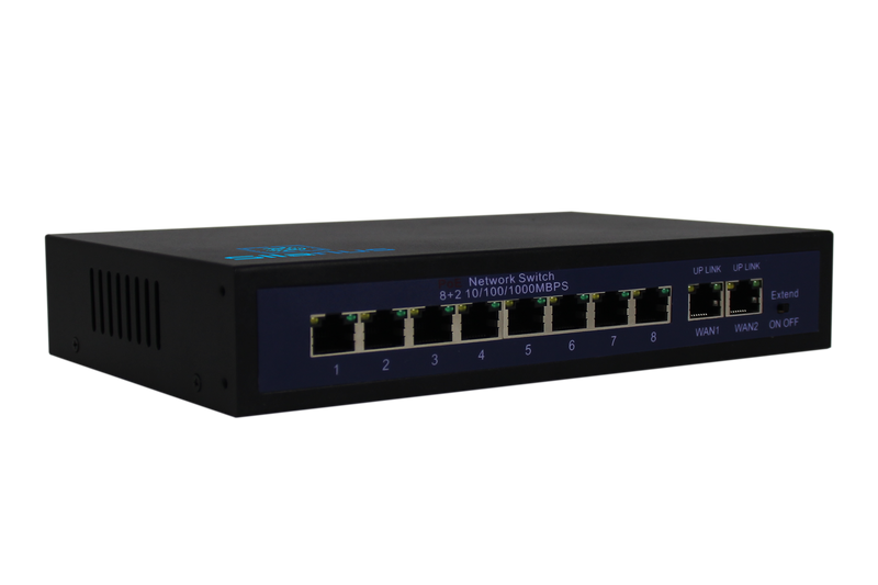 Silarius SIL-SW8POE 10 Ports POE switch with 8/100MB Ports PoE and 2 Gigabit Uplinks - 120W POE