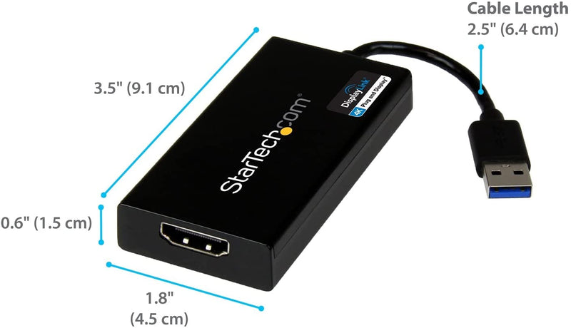IN STOCK! StarTech.com USB 3.0 to HDMI Adapter - 4K 30Hz Ultra HD - DisplayLink Certified - USB Type-A to HDMI Display Adapter Converter for Monitor - External Video & Graphics Card - Mac & Windows (USB32HD4K)