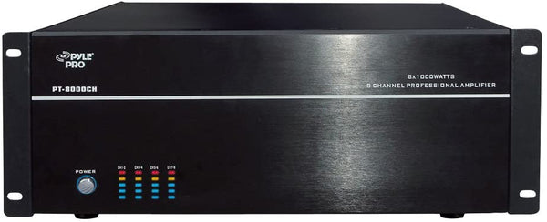 Pyle PT8000CH 8-Channel, 8,000-Watt Stereo/Mono Amp