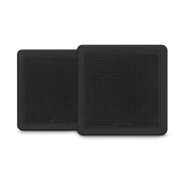 Fusion® 010-02299-11 FM 6.5" 120-Watt Square Black Flush Mount Marine Speakers (Pair)