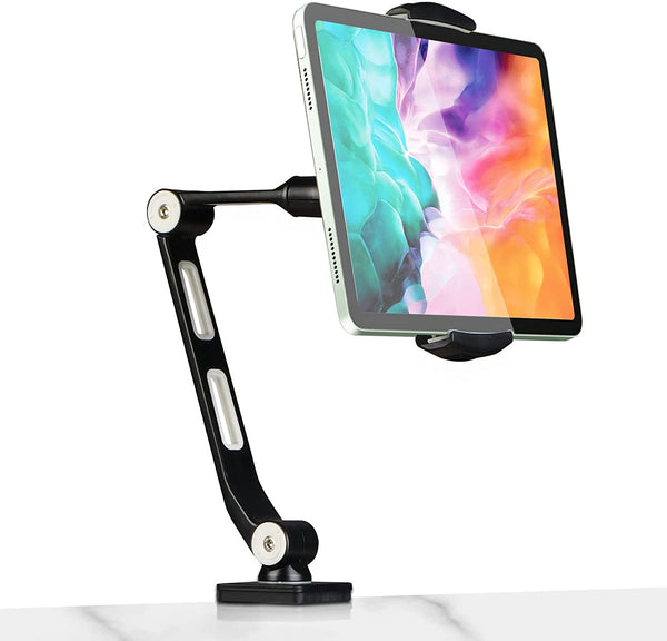IN STOCK! Suptek YF208B Aluminum Alloy Cell Phone Desk Mount Stand 360° Tablet Stand and Holders Adjustable for iPad, iPhone, Samsung, Asus and More 4.7-11 inch Devices, Good for Bed, Kitchen, Office