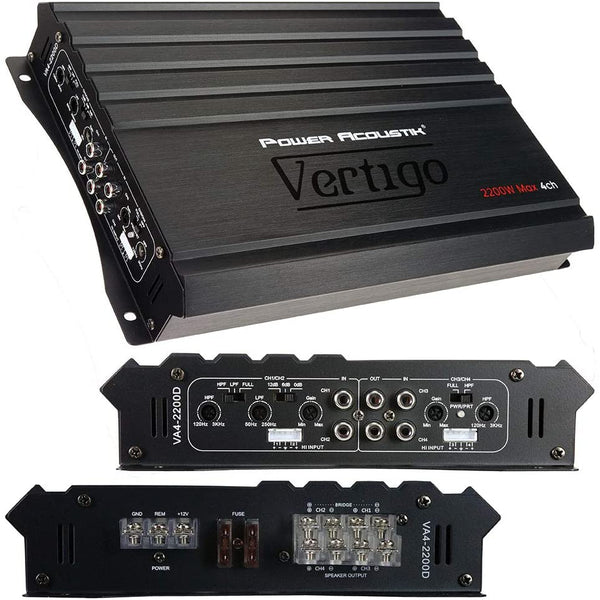 Power Acoustik VA4-2200D 2 Channel 2200W Component Speakers Tweeters Amplifier