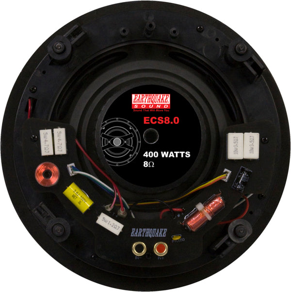 EARTHQUAKE ECS8.0 EDGELESS 8.0" IN-CEILING SPEAKERS 12DB XOVER +/- 3DB SWITCHES, ROUND GRILLES