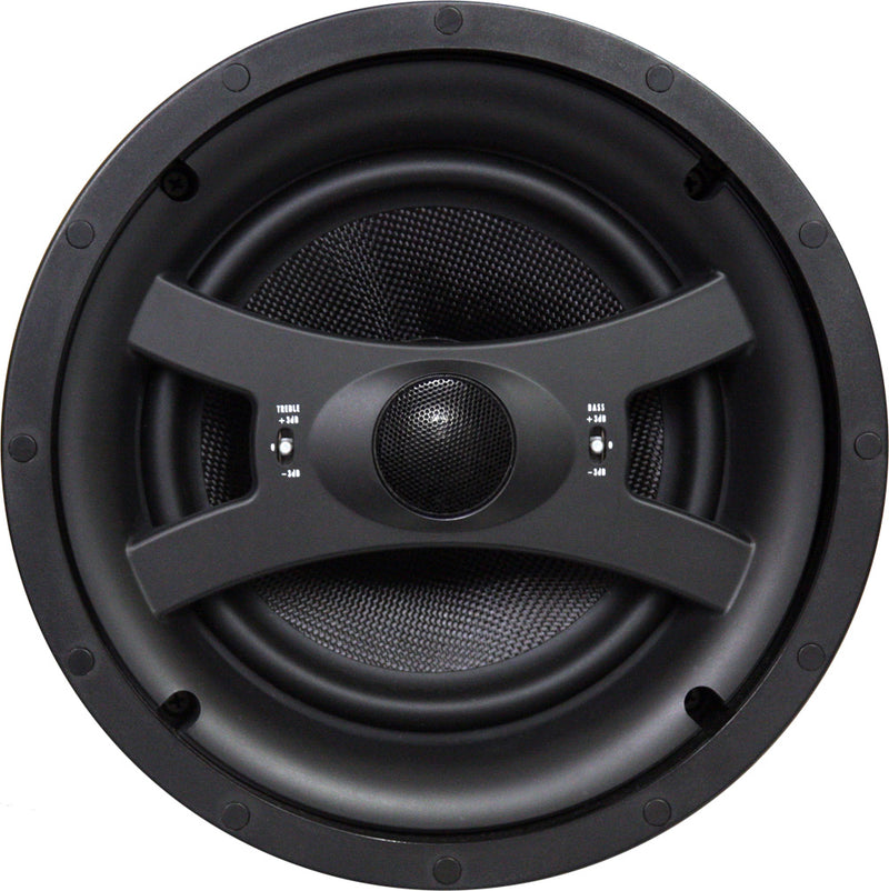 EARTHQUAKE ECS8.0 EDGELESS 8.0" IN-CEILING SPEAKERS 12DB XOVER +/- 3DB SWITCHES, ROUND GRILLES
