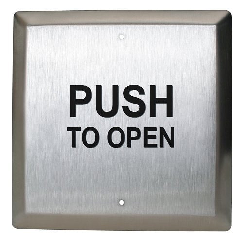 Camden CM-45/3 Series CM-45 4-1/2" Square Push Plate Switch, "Push to Open", Concealed Screws