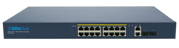 Silarius SIL-A16POE1G150 20 Ports POE+ switch with 16 Gigabit Ports PoE+, 2 Gigabit Uplinks, and 2 SFP Slots Uplink - 150W POE+
