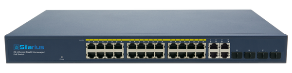 Silarius SIL-A24POE1G450 28 Ports POE+ switch with 24 Gigabit Ports PoE+, 4 Gigabit Uplinks, and 4 SFP Slots Uplink - 450W POE+
