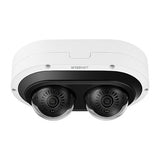Hanwha PNM-12082RVD 6MP 2-Sensor Outdoor Multidirectional Vandal Rated IR WDR IP Dome Camera, 3.4-6.8mm Lens, White