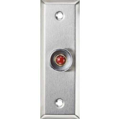 Alarm Controls RP-26SLIM Narrow Remote Wall Plate with N/O Red Push Button, Guard Ring, Single Gang, Stainless Steel