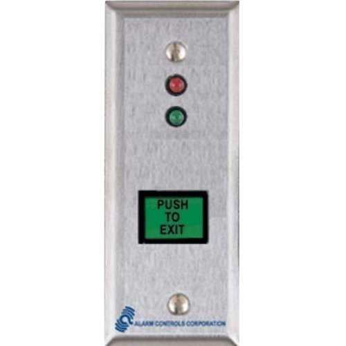 Alarm Controls TS-8 Request to Exit Station with LEDs on Narrow 1-3/4" Plate, 302 Stainless Steel