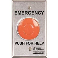 Alarm Controls PBL-1-1-L2-LUC Latching Push Button Panic Station with 1 N/O Pair and 1 N/C Pair, 12VDC Illumination, Lift Up Cover, Single Gang