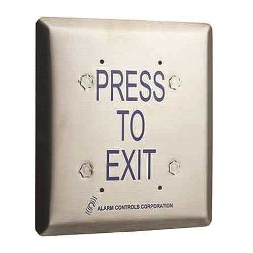 Alarm Controls JP1-5 JP Series Jumbo Push Plate, "Press to Exit", Pneumatic Time Delay, Stainless Steel
