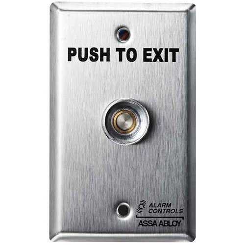 Alarm Controls TS-16302 Request to Exit Station with Pneumatic Timer, 1/4" Push Button, Weather Resistant Plate, Single Gang, 430 Stainless Steel