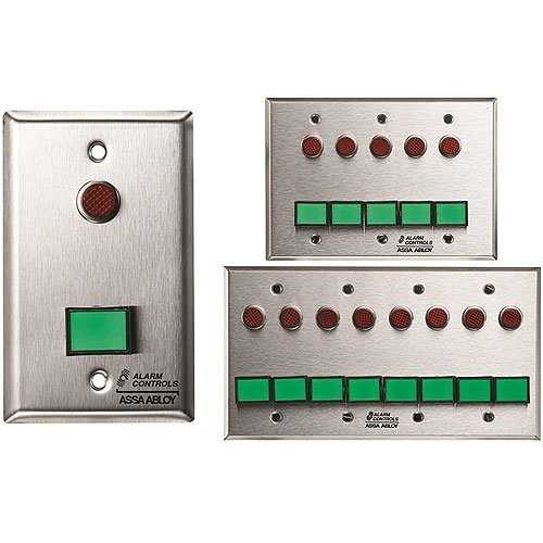 Alarm Controls SLP-1M Momentary Monitor and Control Station, One 1/2" Red LED, One Green Momentary Push Button, Stainless Steel