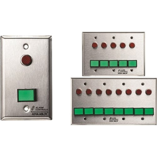 Alarm Controls SLP-2M Momentary Monitor and Control Station, Two 1/2" Red LED, Two Green Momentary Push Button, Stainless Steel