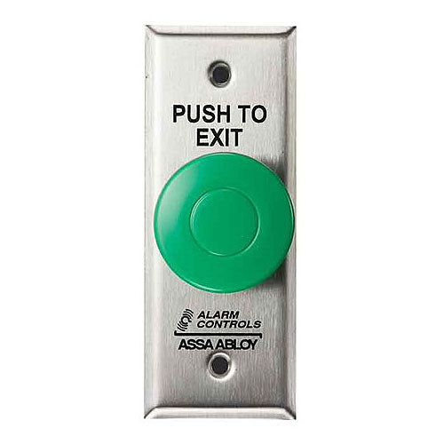 Alarm Controls TS-14N Single Gang Pneumatic Time Delay Green Push Button, 1 N/O & 1 N/C Contact, "PUSH TO EXIT", 1-3/4" Stainless Steel Plate
