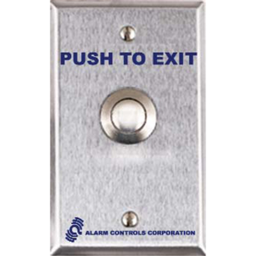 Alarm Controls TS-12T Vandal Resistant "PUSH TO EXIT" Button with Timer for Timed Access, Single Gang Wall Plate, 430 Stainless Steel Finish