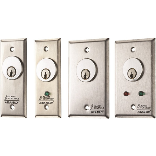 Alarm Controls MCK-4-3 Mortise Cylinder Key Switch Station, Single Gang, DPDT Momentary