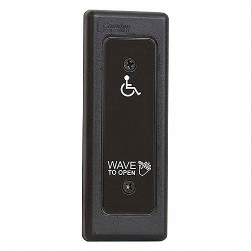 Camden CM-331/42S-SGLR SureWave Hybrid Battery Powered Touchless Switch, 1 Relay, Narrow, Black Faceplate